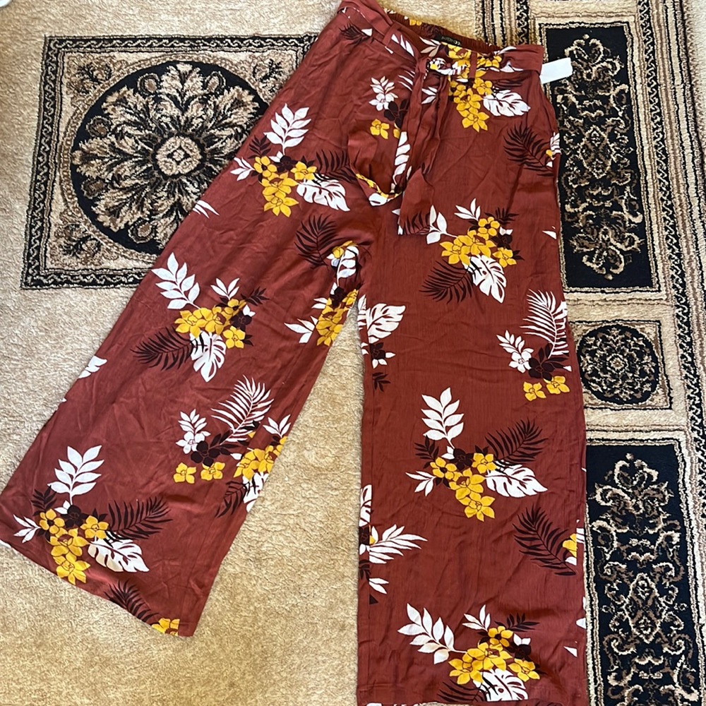 Wide-Leg Tropical Pants